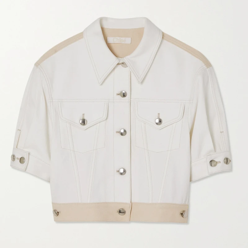 商品Chloé|CHLOE' 女士白色翻袋短款休闲夹克 C21ADV11-155-107,价格¥2362,第1张图片