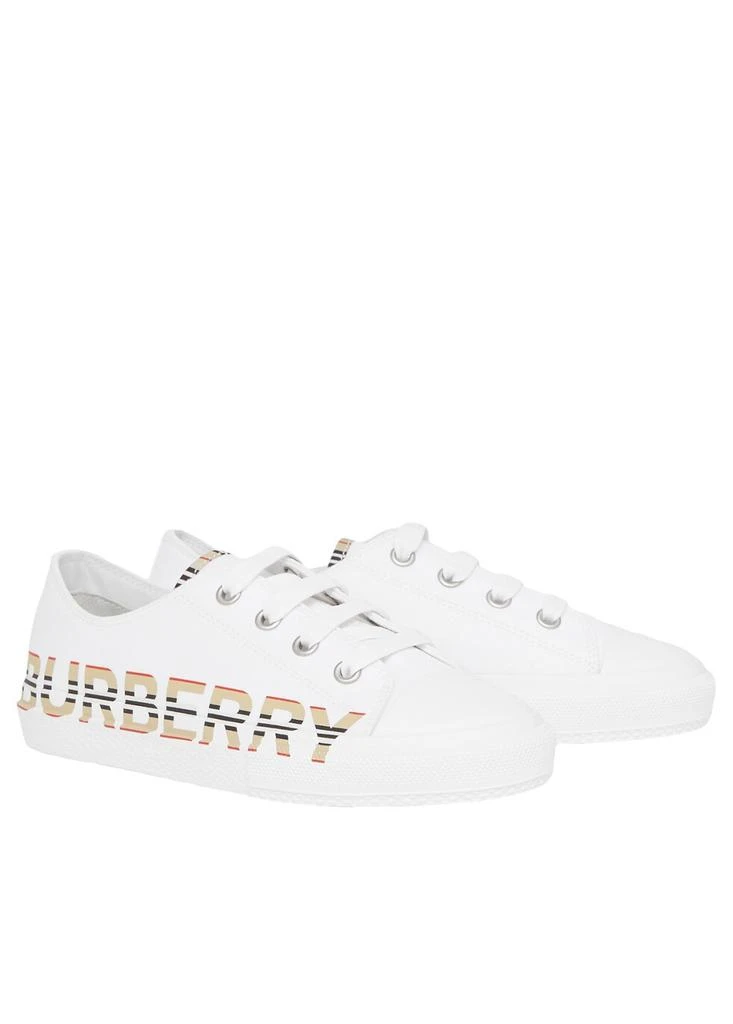 商品Burberry|Icon stripe logo print cotton gabardine sneakers,价格¥2267,第4张图片详细描述