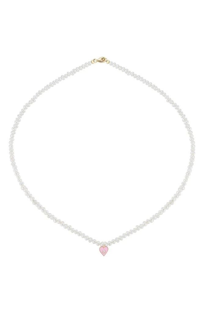 商品Sphera Milano|14K Gold Vermeil Freshwater Pearl CZ Heart Pendant Necklace,价格¥411,第1张图片