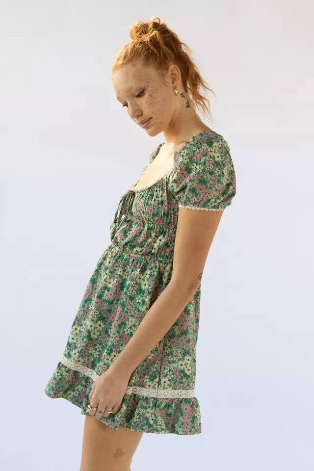 商品Urban Outfitters|UO Prairie Floral Scoop Neck Mini Dress,价格¥156,第3张图片详细描述