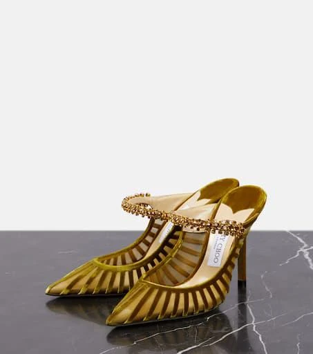 商品Jimmy Choo|Bing 100 embellished velvet and mesh mules,价格¥9753,第5张图片详细描述