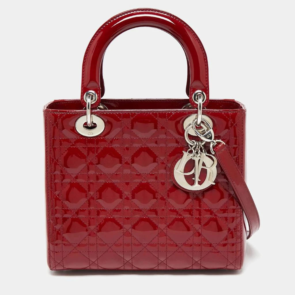 商品[二手商品] Dior|Dior Red Cannage Patent Leather Medium Lady Dior Tote,价格¥20299,第1张图片