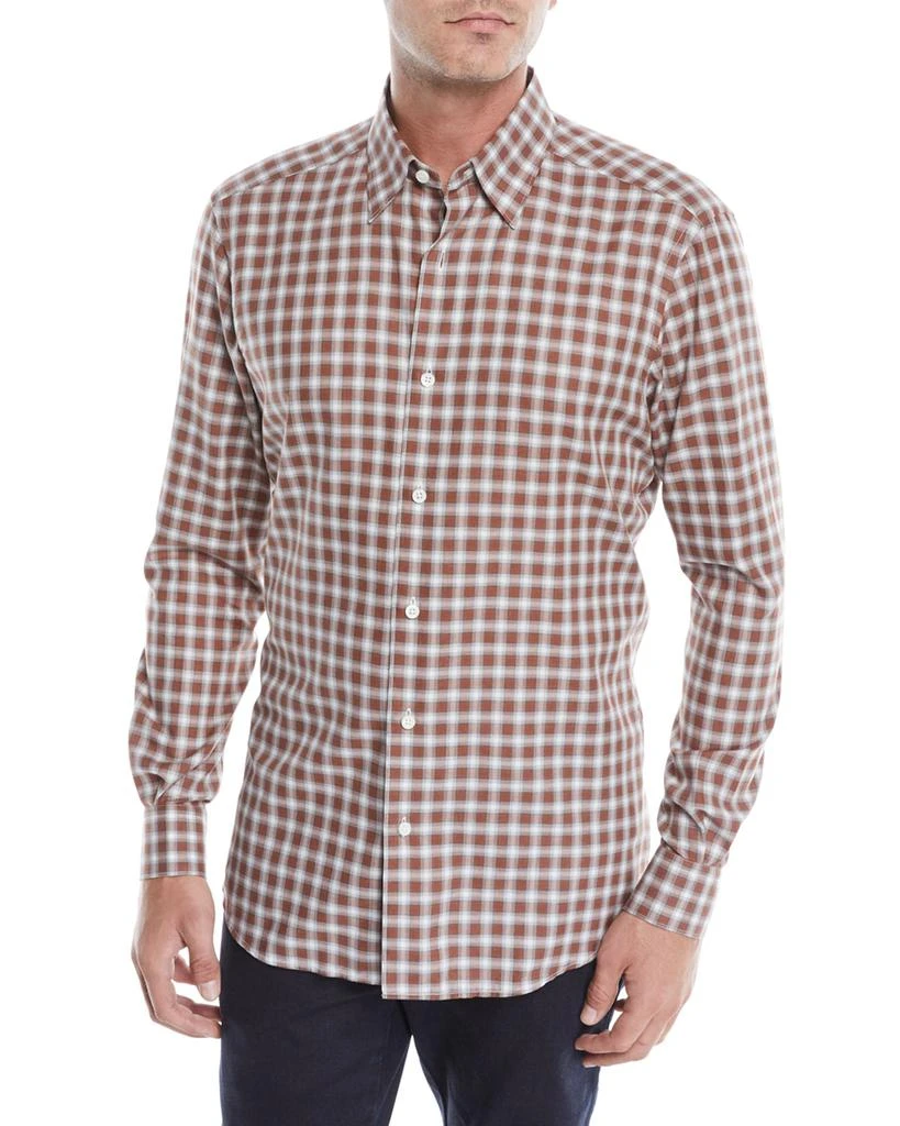 商品Zegna|Men's Woven Plaid Button-Down Shirt,价格¥1490,第1张图片