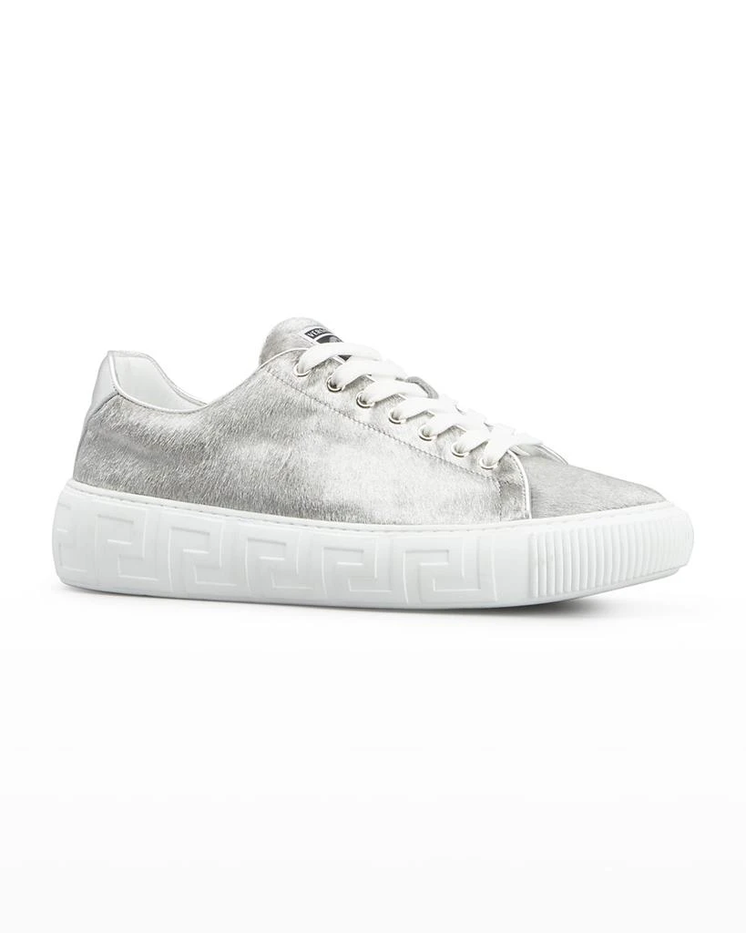 商品Versace|Men's La Greca Calf Hair Low-Top Sneakers,价格¥1788,第2张图片详细描述