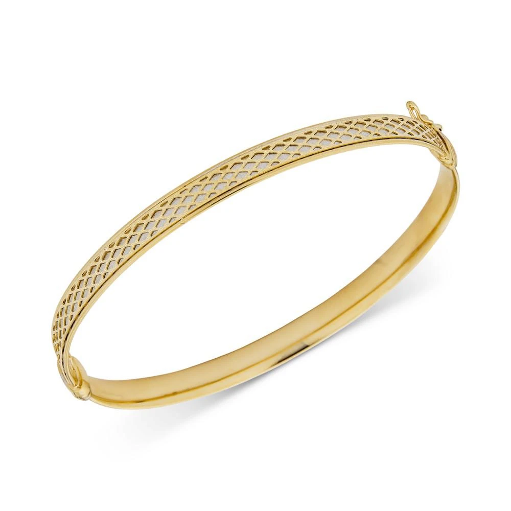 商品Macy's|Textured Two-Tone Bangle Bracelet in 10k Gold & White Gold,价格¥3748,第1张图片
