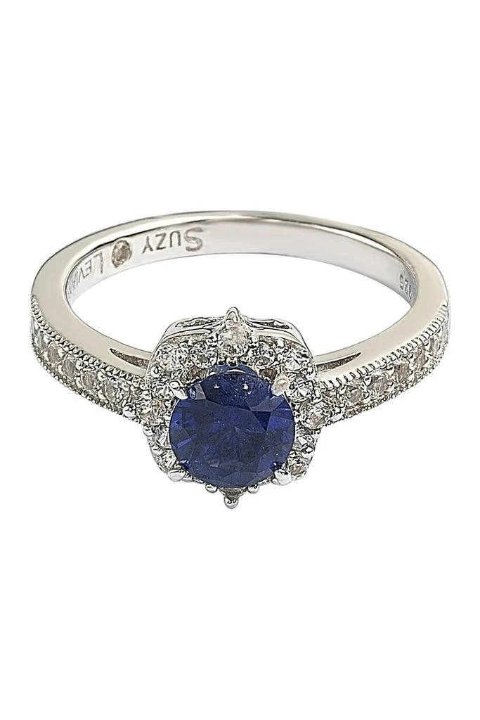 商品Suzy Levian|Sterling Silver Sapphire Center Stone & Cubic Zirconia Ring,价格¥2503,第3张图片详细描述