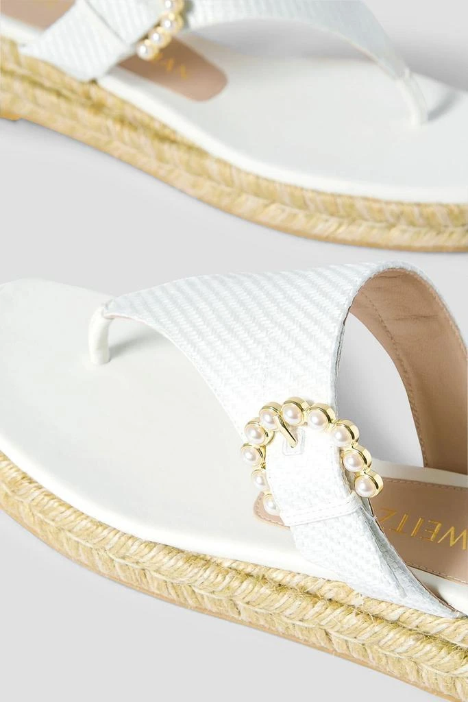 商品Stuart Weitzman|Embellished raffia espadrille wedge sandals,价格¥789,第4张图片详细描述