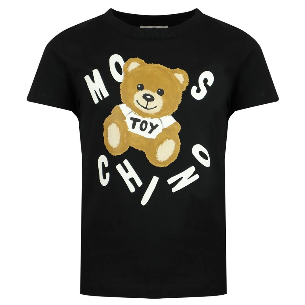 商品Moschino|Black Short Sleeve Teddy & Logo Print T Shirt,价格¥437,第1张图片