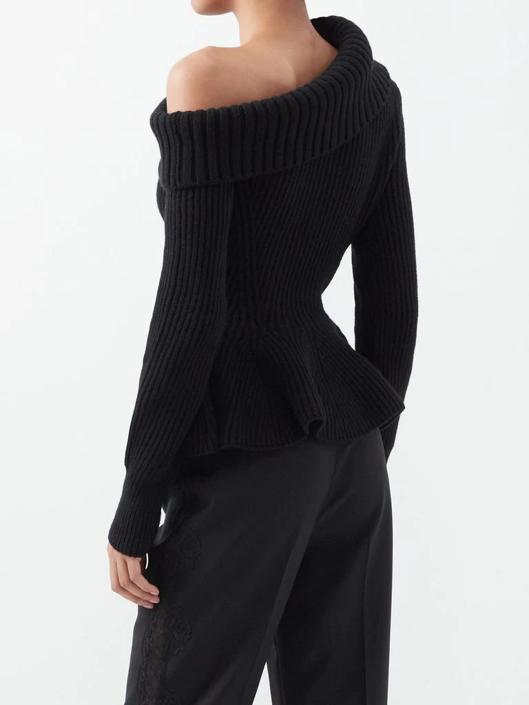 商品Alexander McQueen|Off-the-shoulder rib-knit cashmere-blend sweater,价格¥8172,第5张图片详细描述