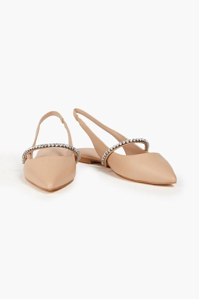 商品Stuart Weitzman|Crystalline embellished leather slingback point-toe flats,价格¥1707,第2张图片详细描述