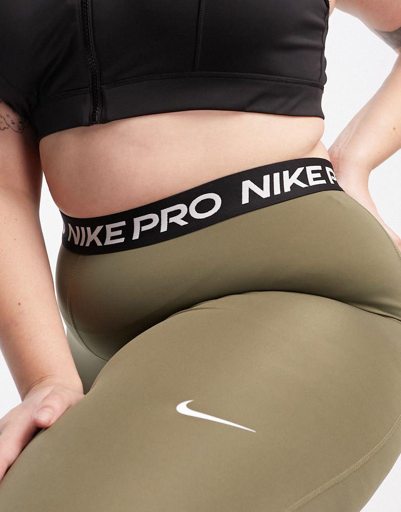 Nike Pro Training Plus 365 7/8 leggings in khaki商品第3张图片规格展示