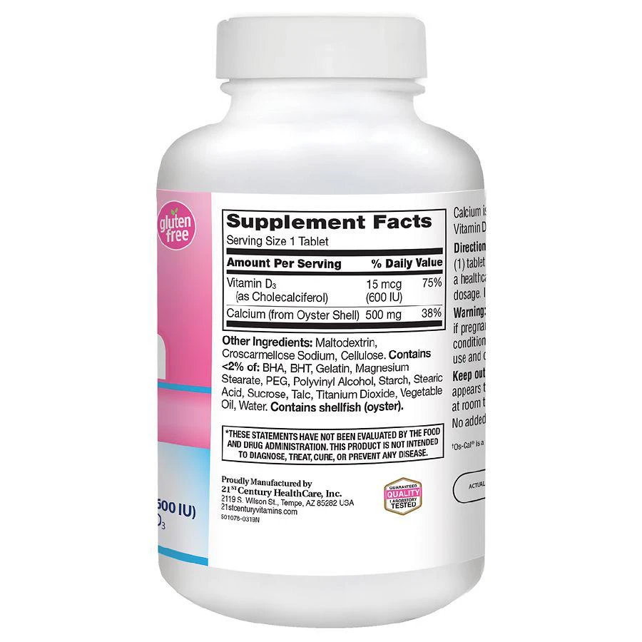 商品21st Century|Calcium 500 + D3 Capsules,价格¥54,第3张图片详细描述