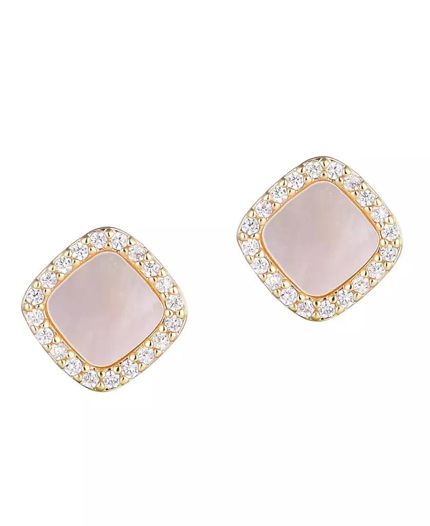 商品ADORNIA|Gold Cushion-Shaped Mother of Pearl Halo Stud Earrings,价格¥142,第1张图片