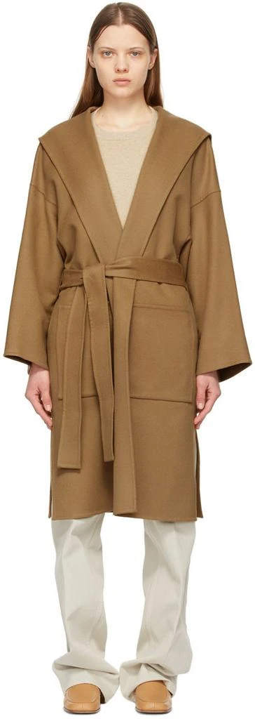 商品Loewe|Brown Hooded Belt Coat,价格¥22837,第1张图片