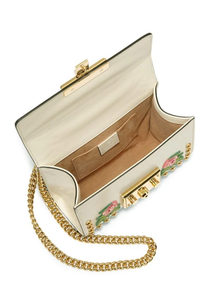 商品Gucci|Padlock Floral-Embroidered Studded Leather Chain Shoulder Bag,价格¥20238,第2张图片详细描述