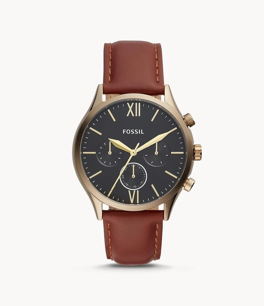 商品Fossil|Men's Fenmore Midsize Multifunction, Brown-Tone Stainless Steel Watch,价格¥766,第1张图片