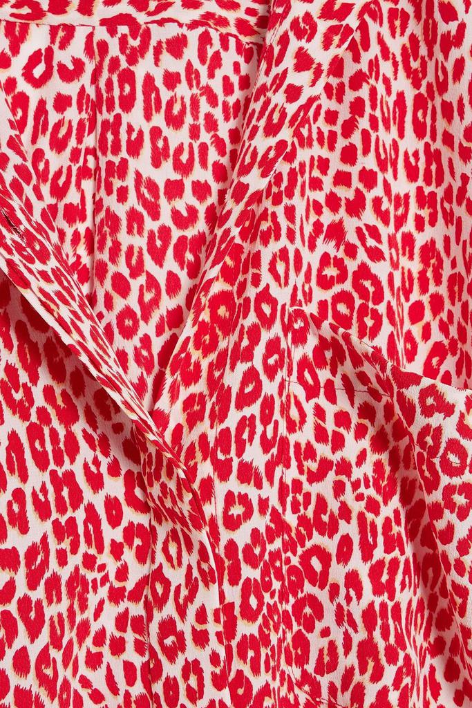 Leopard-print washed-silk mini shirt dress商品第2张图片规格展示