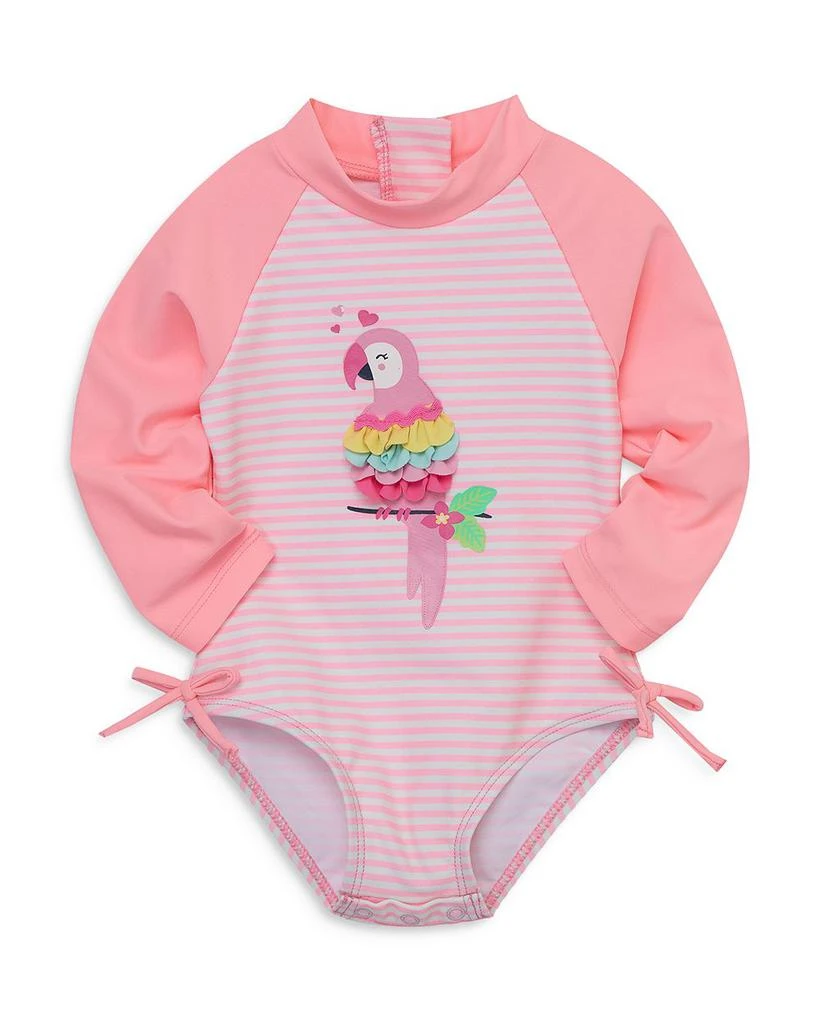 Baby Girls' Nylon Blend Parrot Striped One Piece Rash Guard 商品