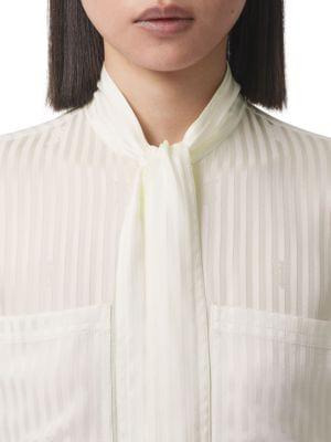 Leah Striped Silk Peplum Blouse商品第4张图片规格展示