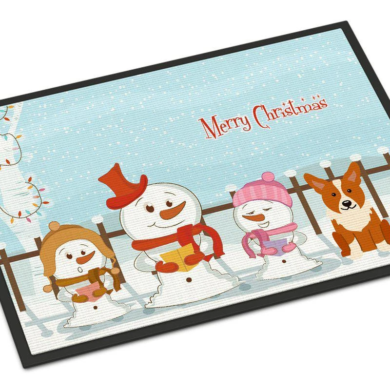 商品Caroline's Treasures|24 in x 36 in Merry Christmas Carolers Corgi Door Mat Indoor/Outdoor,价格¥312,第1张图片