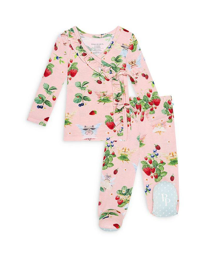 商品Posh Peanut|Girls' Annabelle Tie Front Ruffled Top & Footed Pants Set - Baby,价格¥210,第1张图片