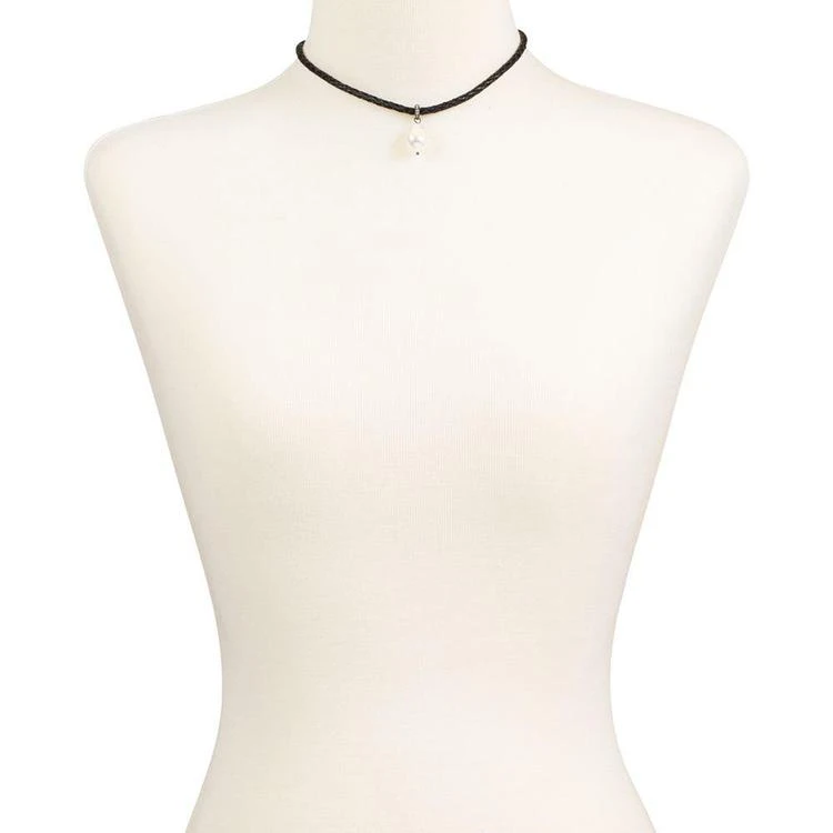 商品Lucky Brand|Silver-Tone Imitation Pearl Braided Leather Choker Necklace,价格¥264,第3张图片详细描述