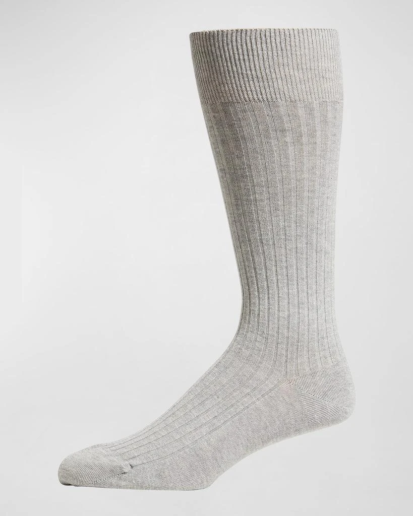 商品Neiman Marcus|Men's Ribbed Cotton Crew Socks,价格¥194,第1张图片