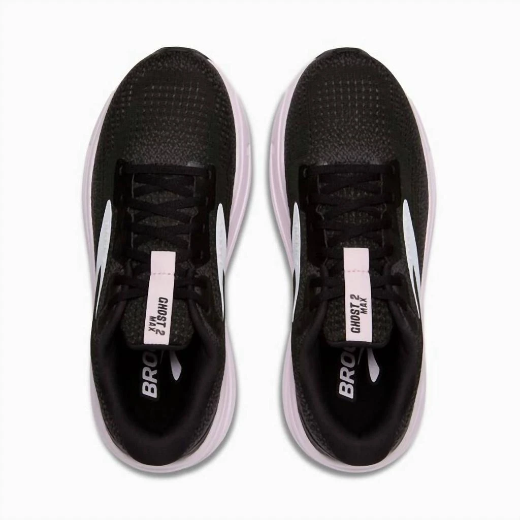 商品Brooks|Women's Ghost Max 2 Shoes In 077-Black/white/orchid Ice,价格¥938,第3张图片详细描述