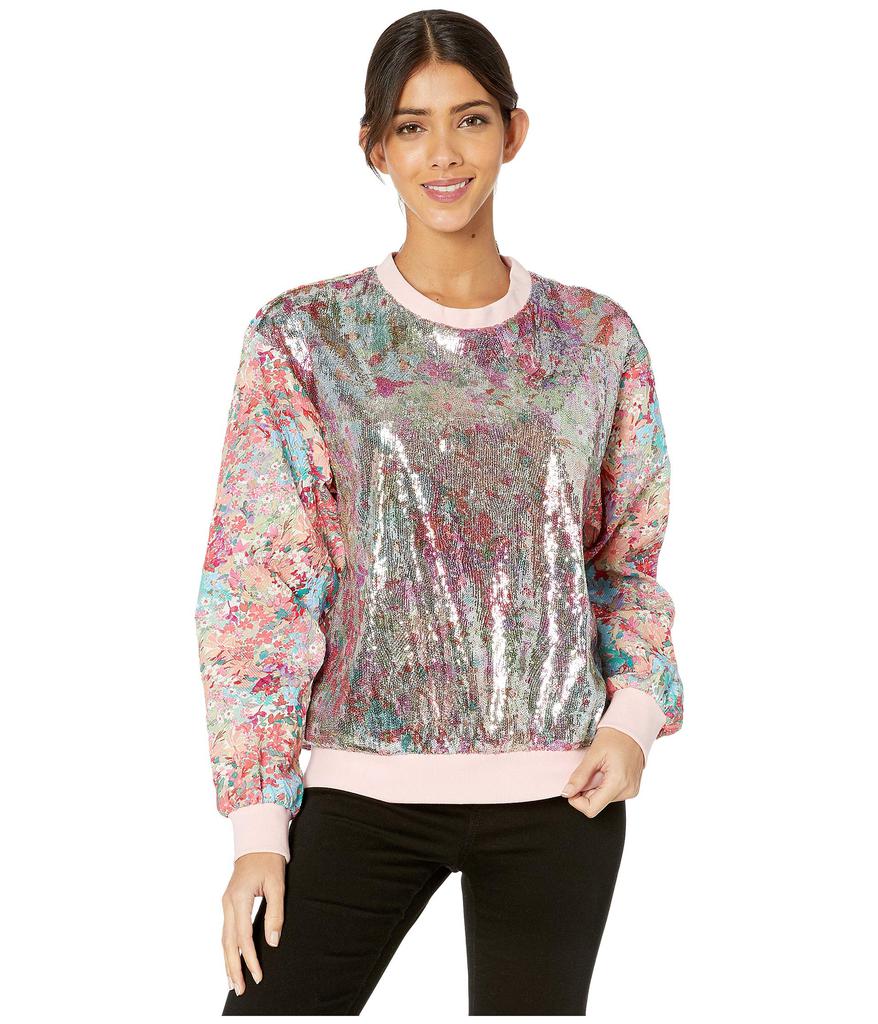 Floral Sequin/Floral Jacquard Sweatshirt商品第1张图片规格展示