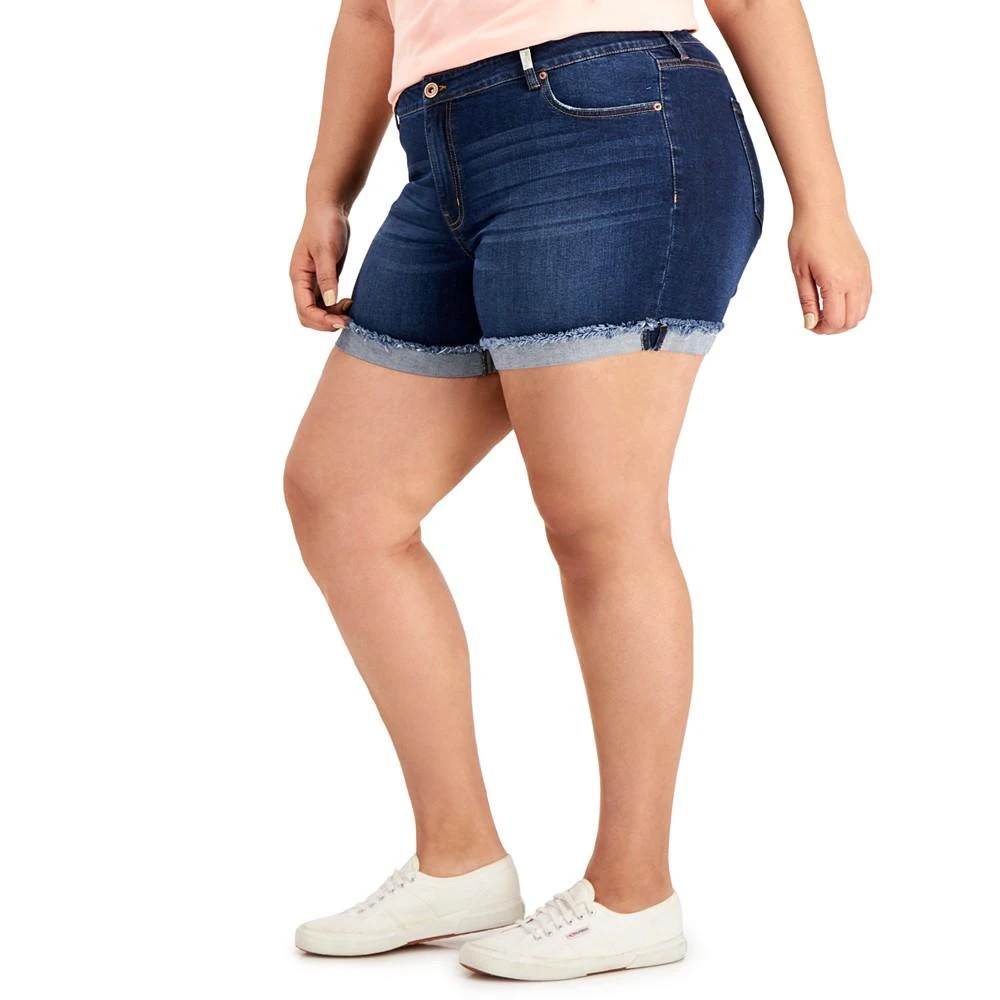 商品Celebrity Pink|Trendy Plus Size Cuffed Denim Shorts,价格¥117,第3张图片详细描述