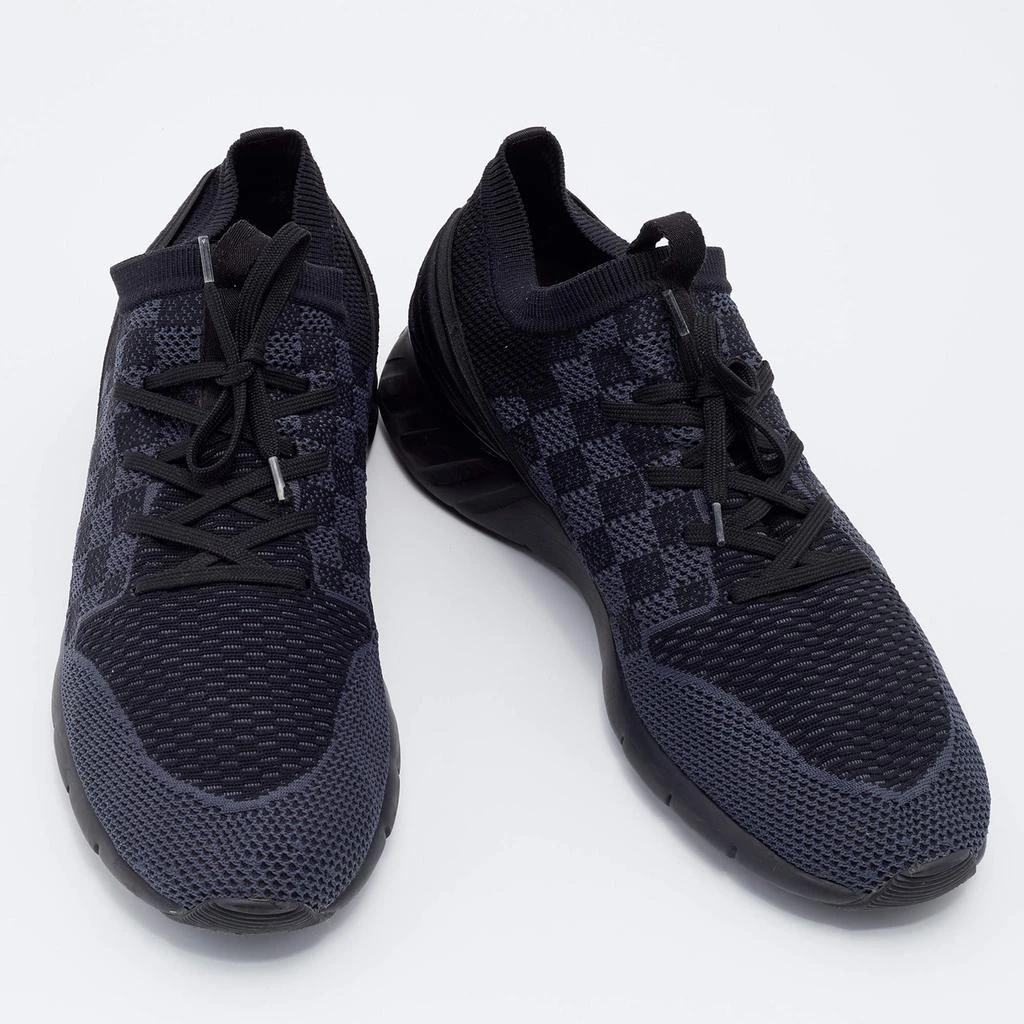 商品[二手商品] Louis Vuitton|Louis Vuitton Black Damier Knit Fabric Fastlane Low Top Sneakers Size 45 ,价格¥4432,第4张图片详细描述