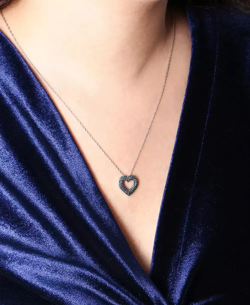 商品Macy's|Blue Diamond Heart 18" Pendant Necklace (1/2 ct. t.w.) in Sterling Silver,价格¥5301,第2张图片详细描述