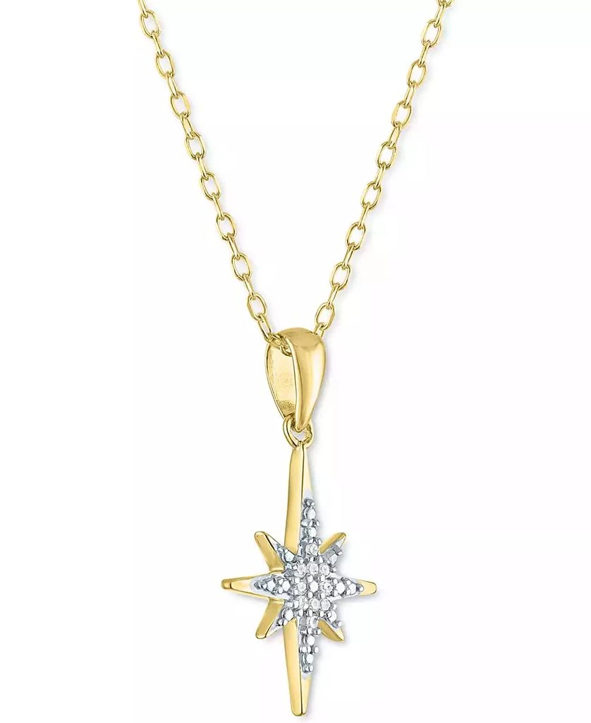 商品Macy's|Diamond Accent Star Pendant Necklace in 14k Gold-Plated Sterling Silver, 16" + 2" extender,价格¥188,第4张图片详细描述