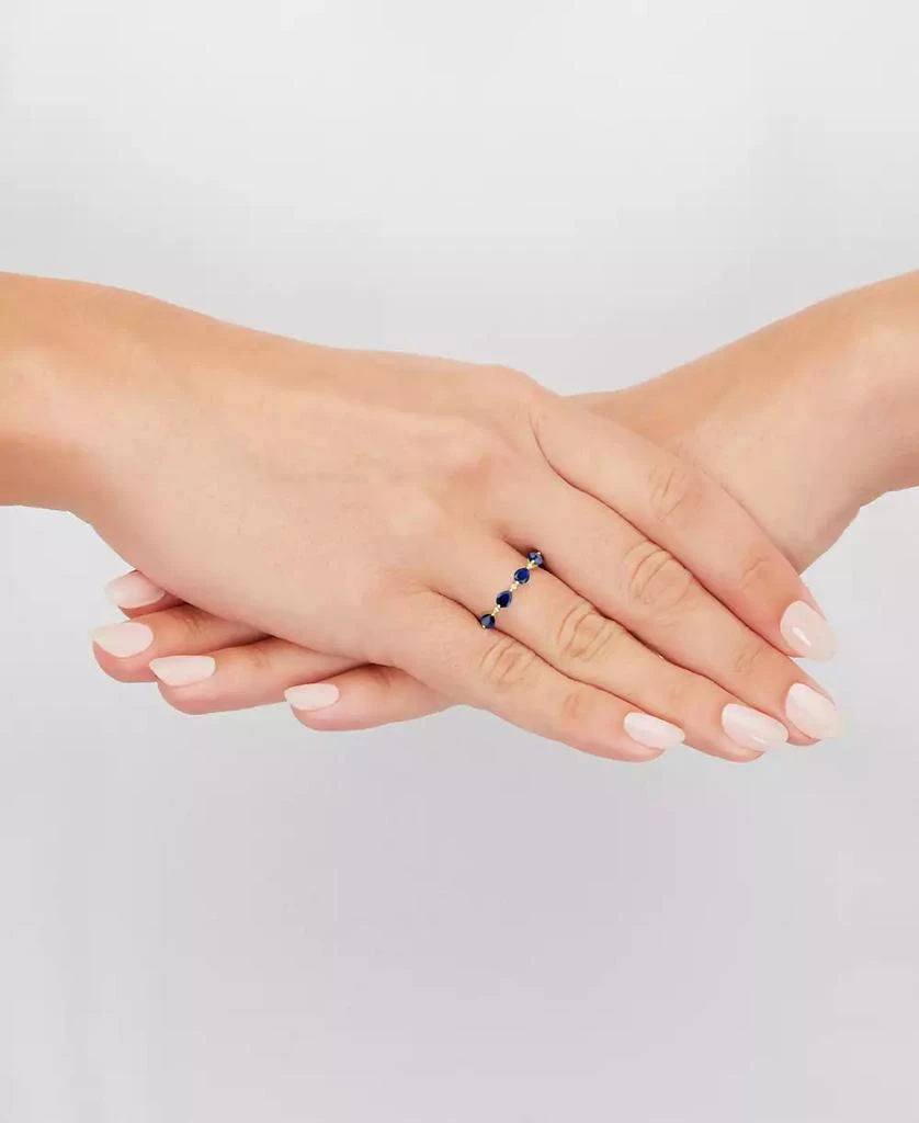 商品Macy's|Lab-Grown Blue Sapphire (1 ct. t.w.) & Lab-Grown White Sapphire (1/20 ct. t.w.) Pear Ring in 14k Gold-Plated Sterling Silver (Also in Lab-Grown Pink Sapphire, Citrine, & Lab-Grown Emerald),价格¥523,第5张图片详细描述