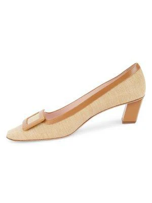 商品Roger Vivier|Belle Straw Block Heel Pumps,价格¥2923,第4张图片详细描述