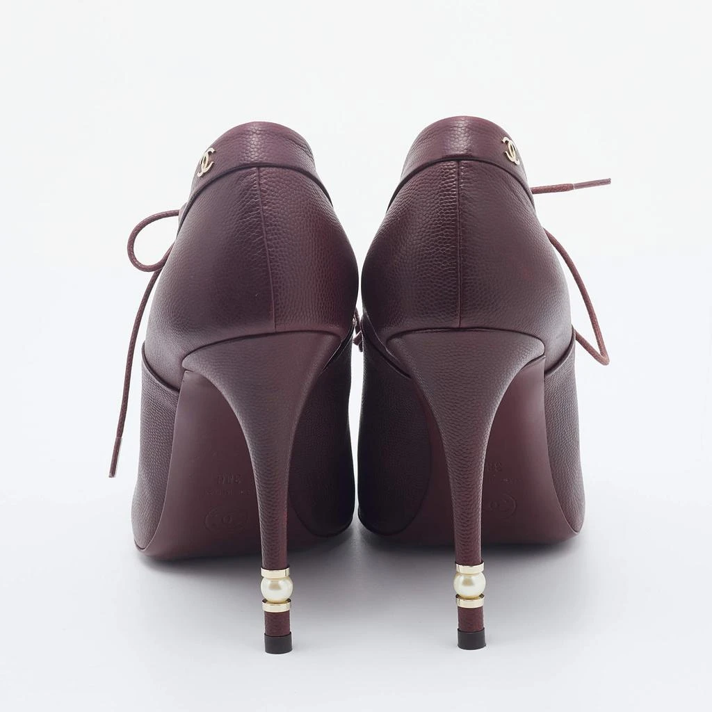 商品[二手商品] Chanel|Chanel Burgundy Leather CC Lace Up Booties Size 38,价格¥2661,第5张图片详细描述