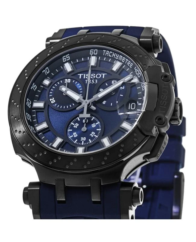 商品Tissot|Tissot T-Race Chronograph Blue Dial Blue Silicone Strap Men's Watch T115.417.37.041.00,价格¥3206,第2张图片详细描述