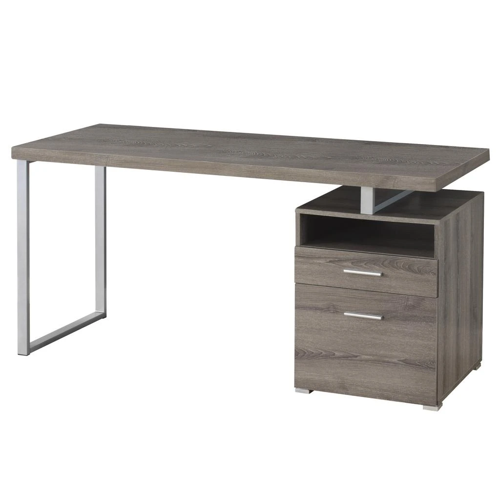 商品Homezia|24" Taupe and Silver Computer Desk With Two Drawers,价格¥5845,第3张图片详细描述