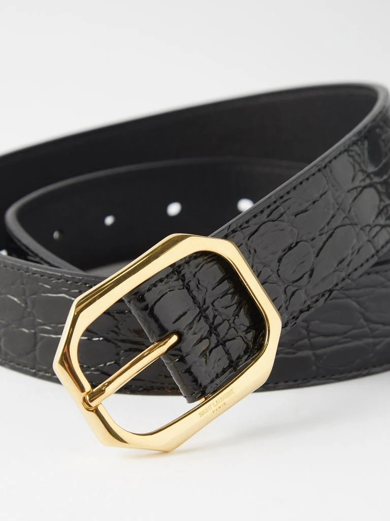 商品Yves Saint Laurent|Crocodile-effect leather belt,价格¥4692,第2张图片详细描述