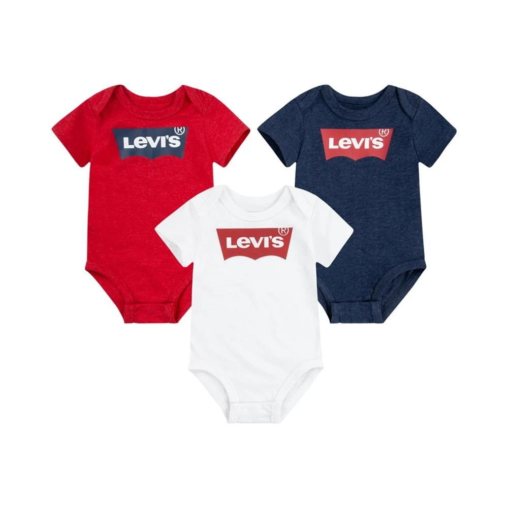 商品Levi's|Baby Boys & Girls Short Sleeves Batwing Bodysuit, Pack of 3,价格¥155,第1张图片