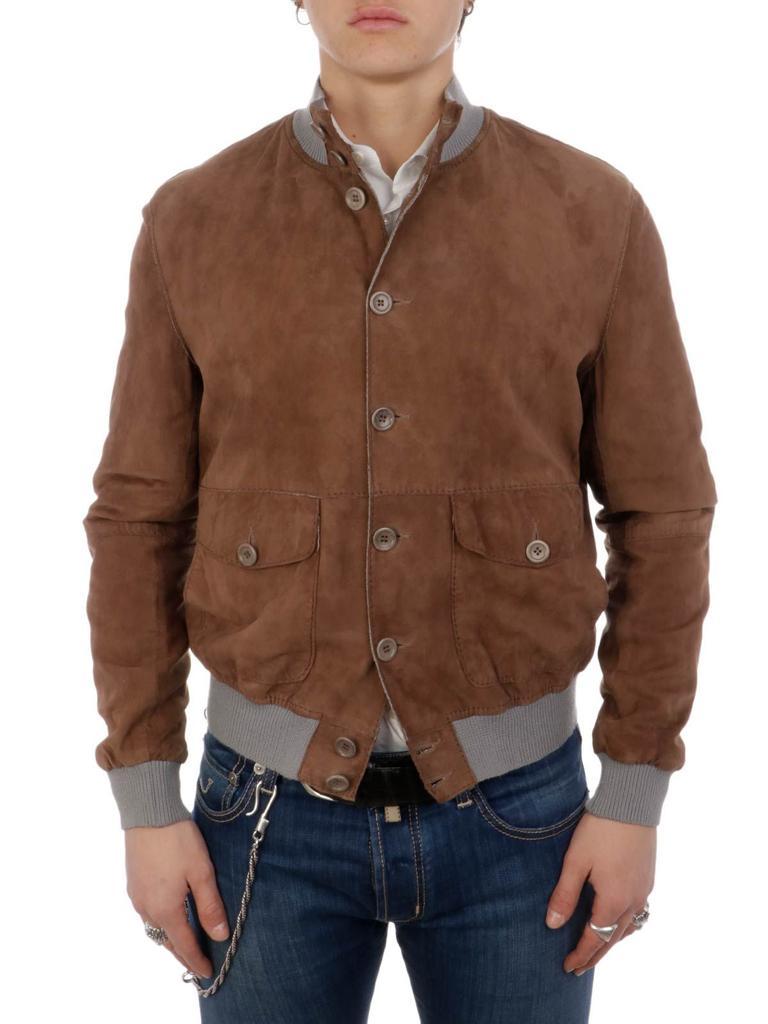 商品THE JACK LEATHERS|The Jack Leathers Men's  Brown Suede Outerwear Jacket,价格¥3353,第1张图片