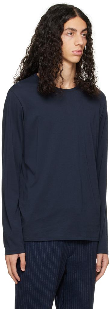 Navy Crewneck Long Sleeve T-Shirt商品第2张图片规格展示