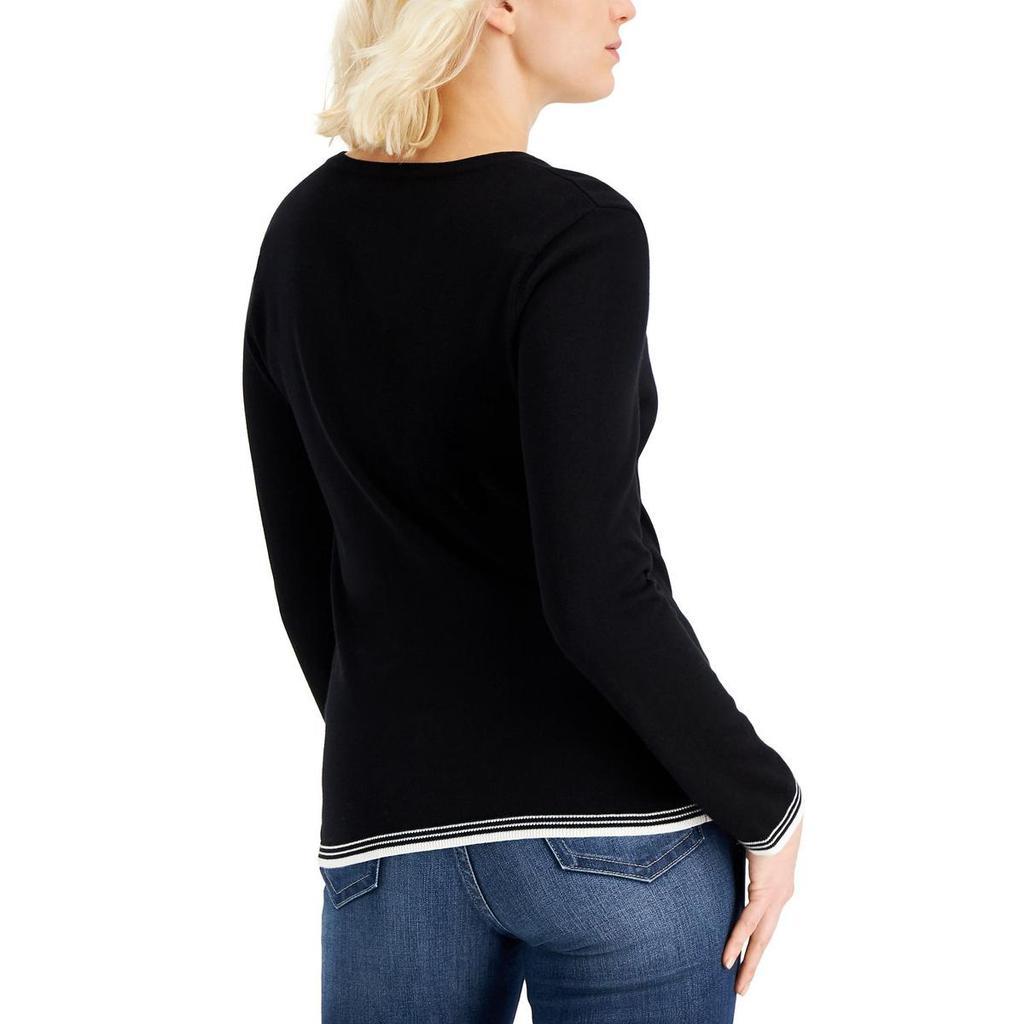 商品Tommy Hilfiger|Tommy Hilfiger Womens Heart Pullover Ribbed Trim V-Neck Sweater,价格¥153-¥188,第5张图片详细描述