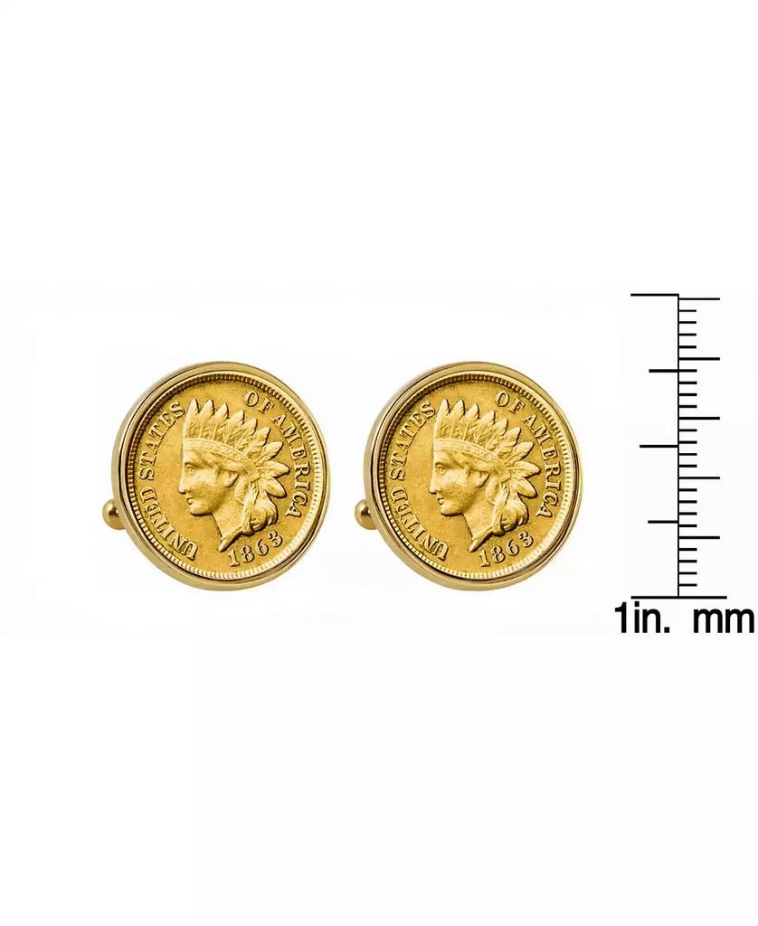 商品American Coin Treasures|Gold-Layered 1800's Indian Penny Bezel Coin Cuff Links,价格¥372,第2张图片详细描述