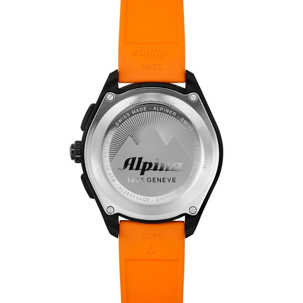 商品Alpina|Men's Swiss Analog-Digital Apliner X Orange Rubber Strap Hybrid Smart Watch 45mm,价格¥8947,第4张图片详细描述