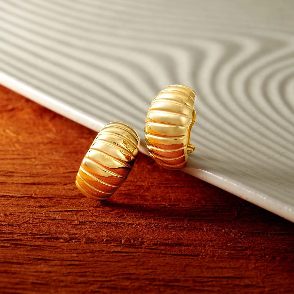商品Ross-Simons|Italian 18kt Yellow Gold Ribbed Earrings,价格¥6283,第5张图片详细描述