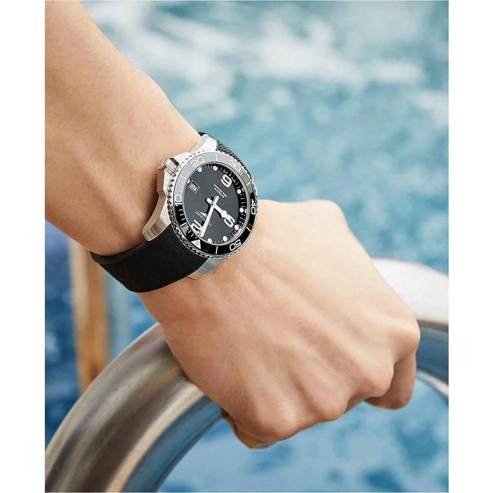 商品Longines|Men's Swiss Automatic HydroConquest Black Rubber Strap Watch 41mm,价格¥13261,第2张图片详细描述