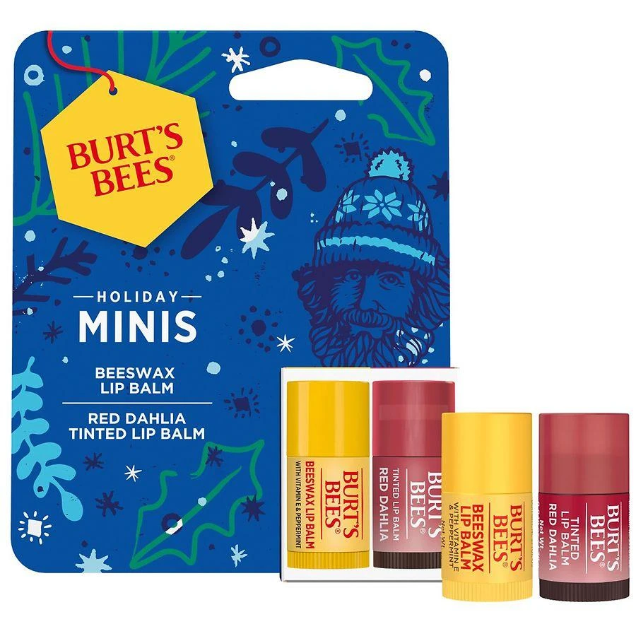 商品Burt's Bees|Lip Balm Gift Set, With Tinted Lip Balm and Lip Balm, Holiday Minis,价格¥41,第3张图片详细描述