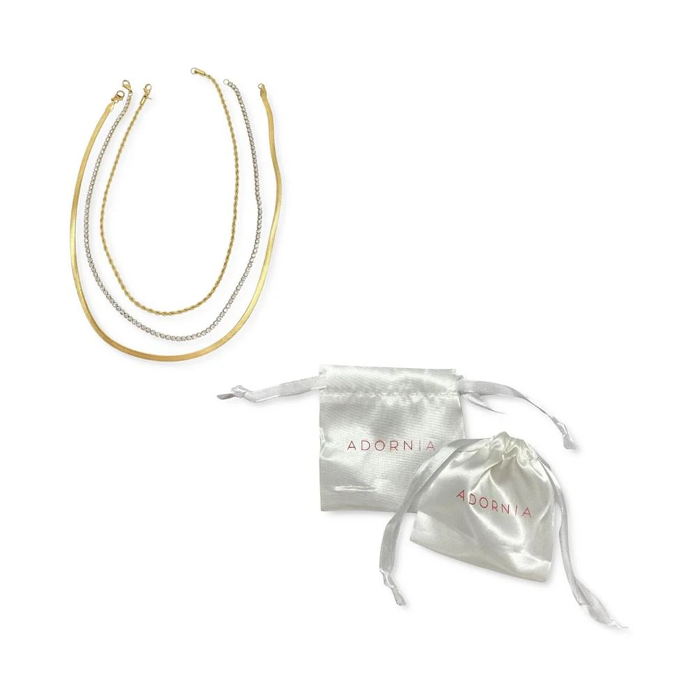 商品ADORNIA|Herringbone Chain, Rope Chain, and Tennis Necklace Set,价格¥165,第2张图片详细描述