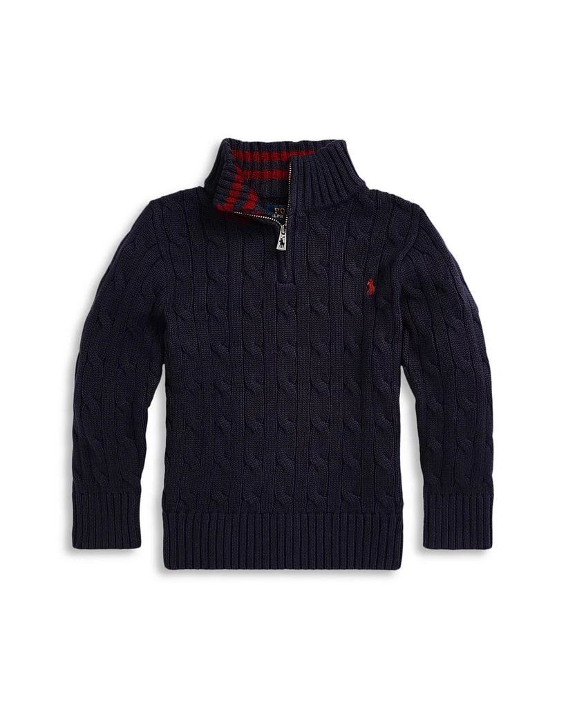 商品Ralph Lauren|Boys' Cable-Knit Cotton Quarter-Zip Sweater - Little Kid, Big Kid,价格¥325,第4张图片详细描述